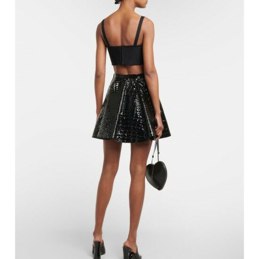 * Alaia Pleated Croc-Effect Miniskirt