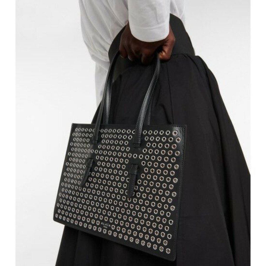 * Alaia Mina Small Perforated Leather Tote Bag