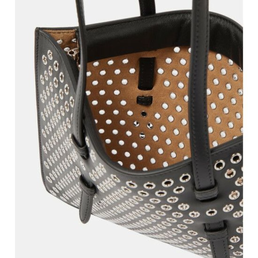 * Alaia Mina Small Perforated Leather Tote Bag