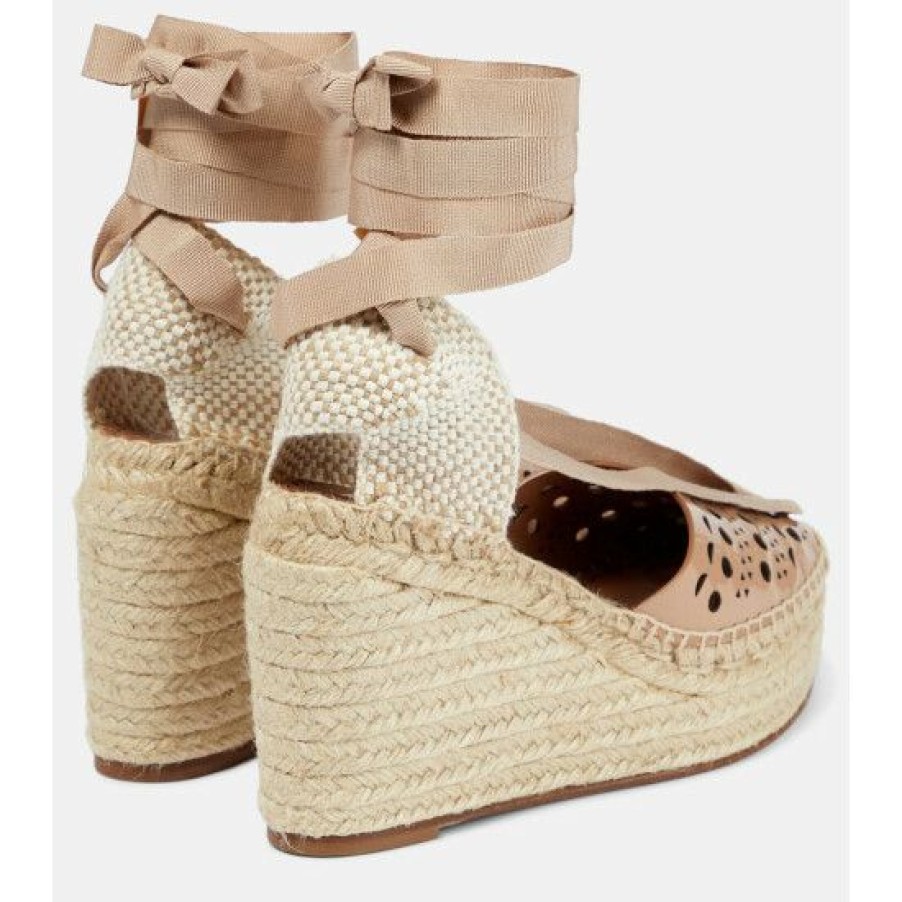 * Alaia Laser-Cut Espadrille Wedges