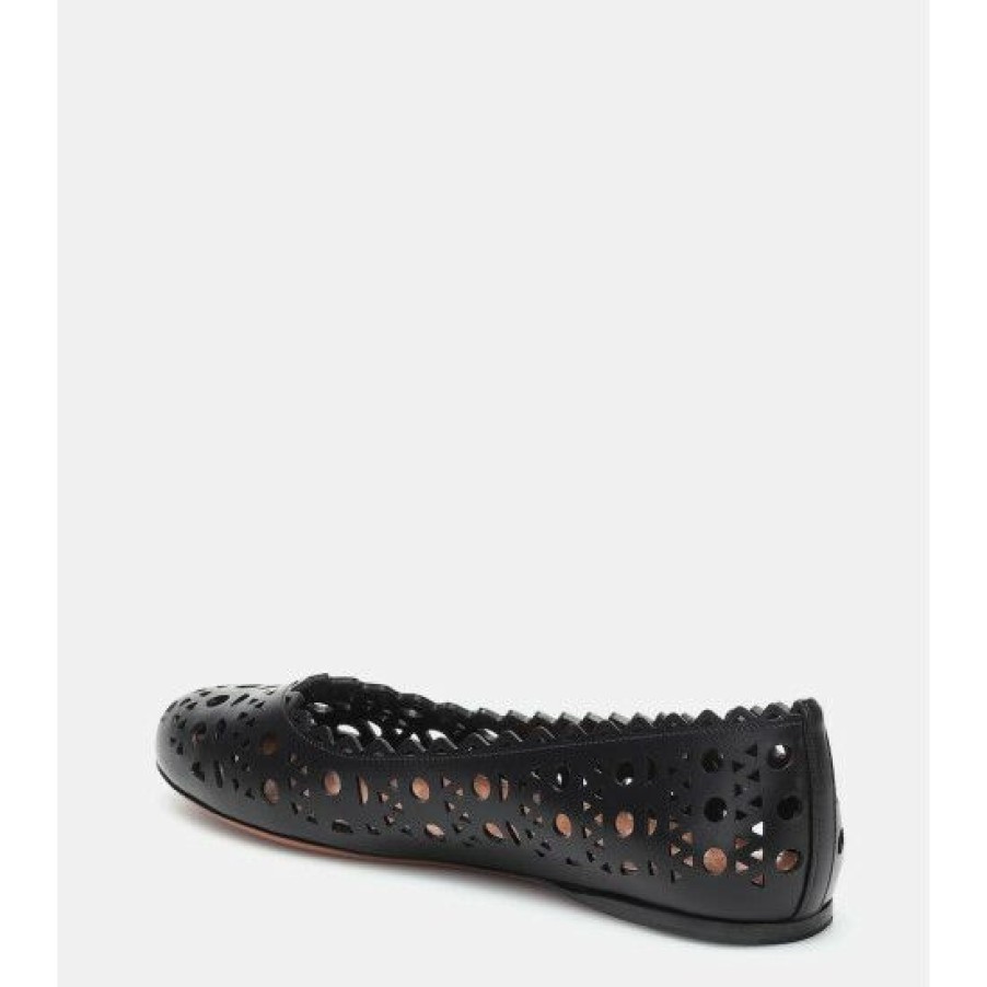 * Alaia Laser-Cut Leather Ballet Flats