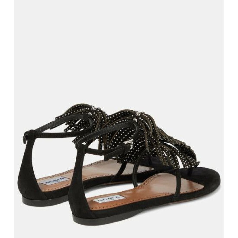 * Alaia Embellished Suede Thong Sandals