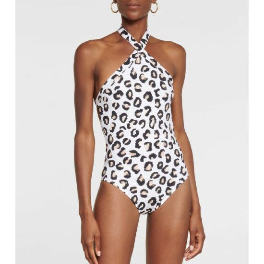 * Alaia Leopard-Print Halterneck Swimsuit