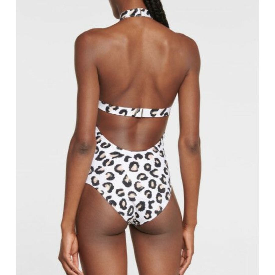 * Alaia Leopard-Print Halterneck Swimsuit