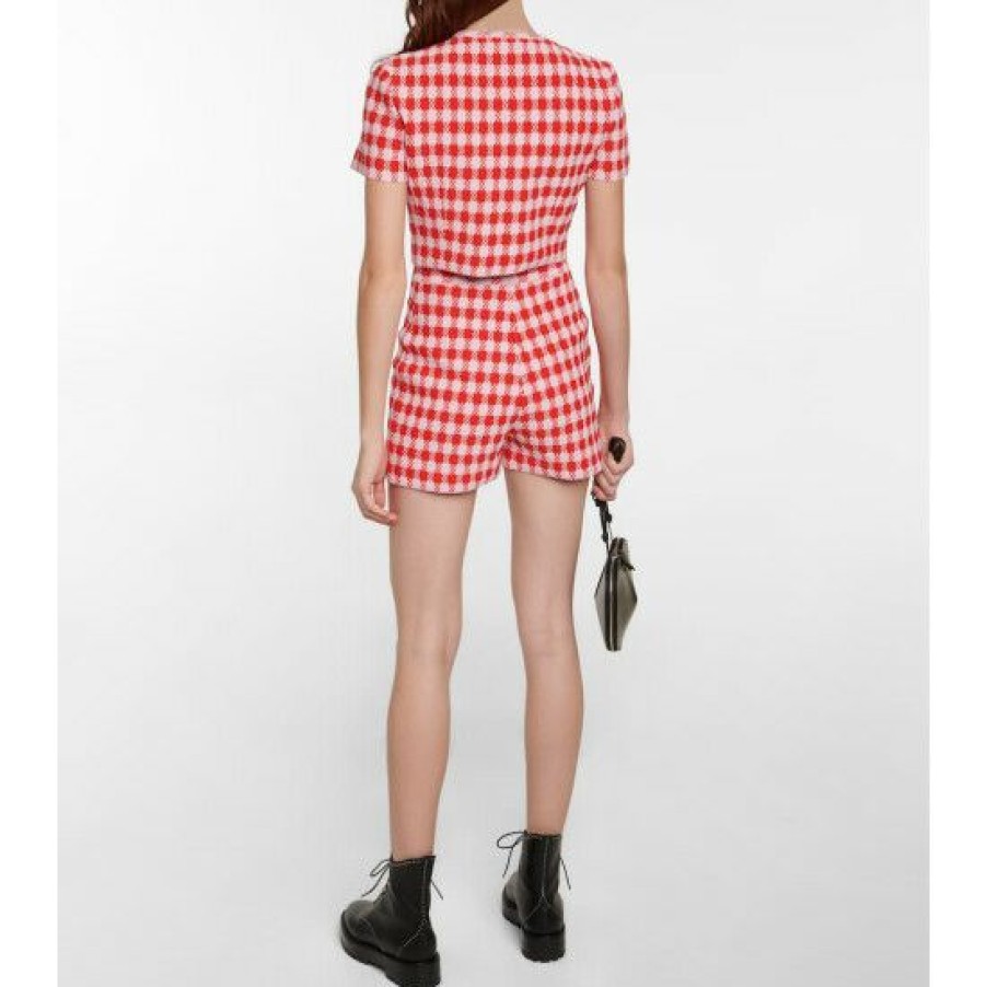 * Alaia Houndstooth Cropped Top