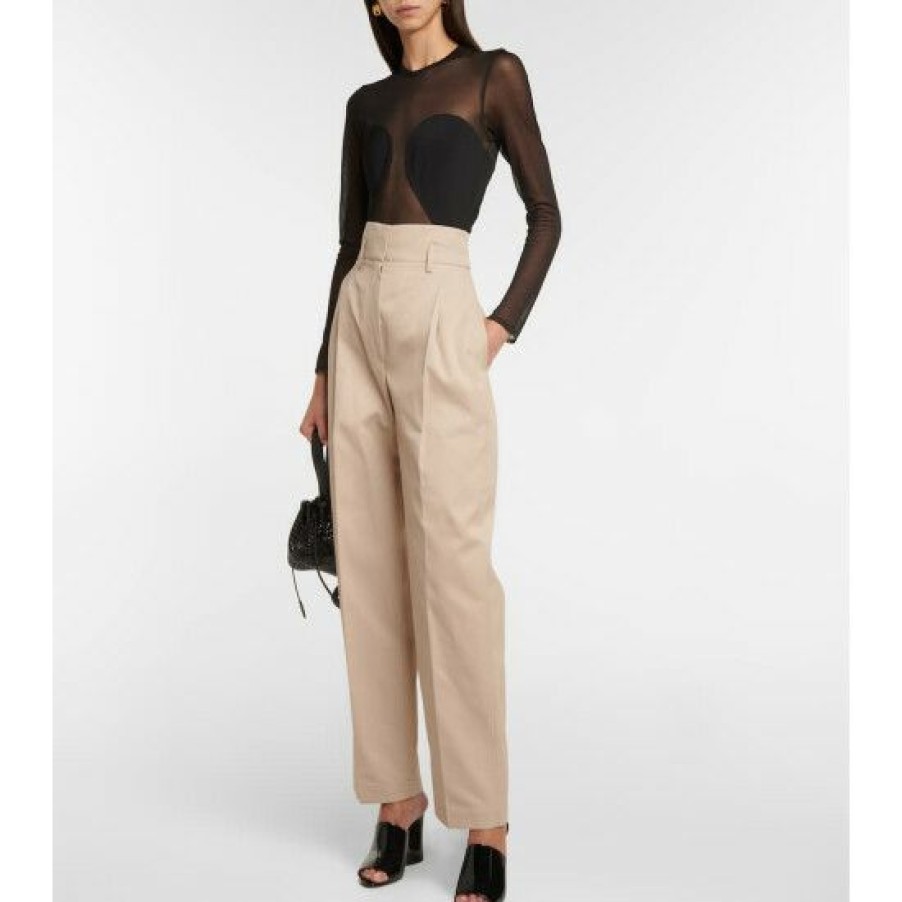 * Alaia High-Rise Cotton-Blend Straight Pants