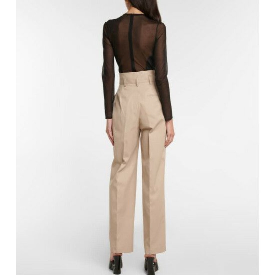 * Alaia High-Rise Cotton-Blend Straight Pants