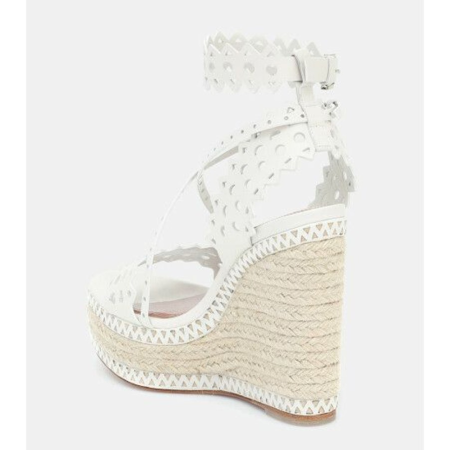 * Alaia Leather Platform Espadrille Sandals