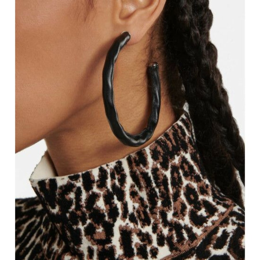 * Alaia Leather Hoop Earrings