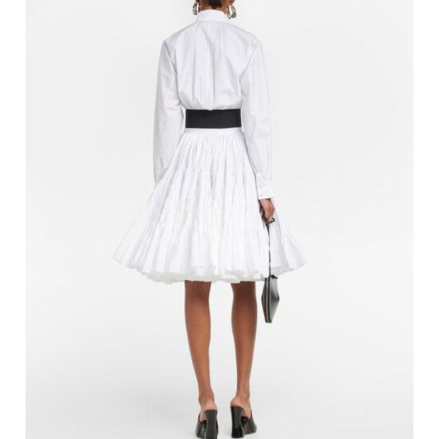 * Alaia Tiered Cotton Midi Skirt