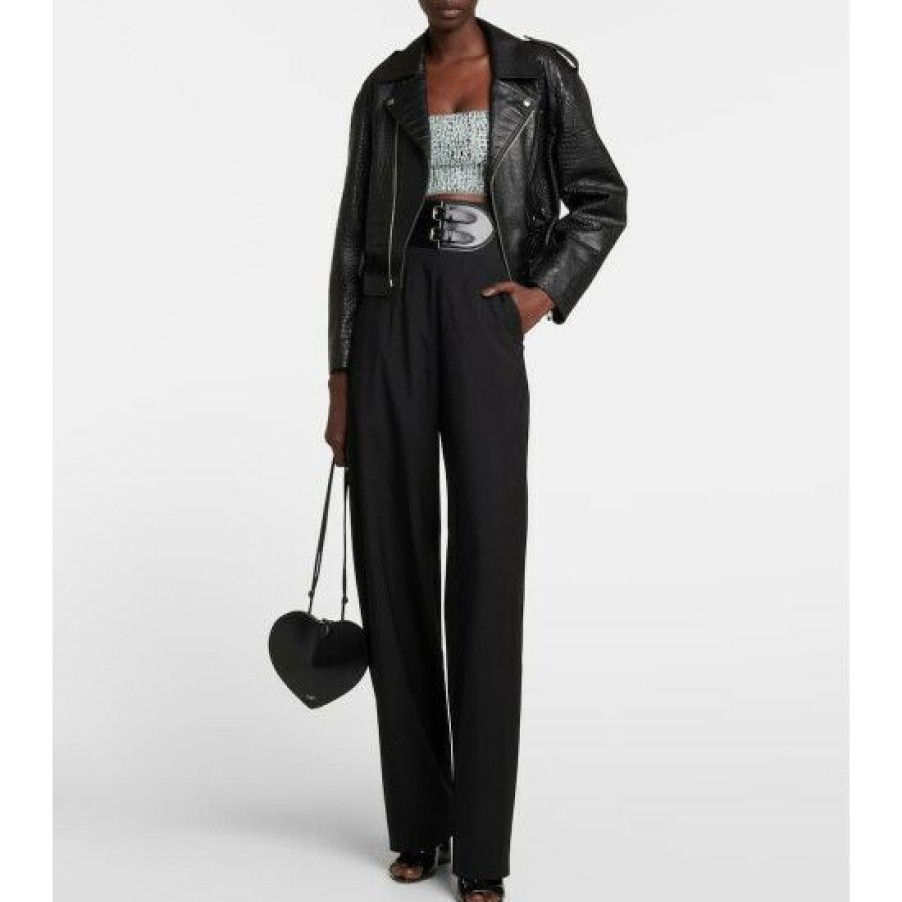 * Alaia Belted High-Rise Wool Pants