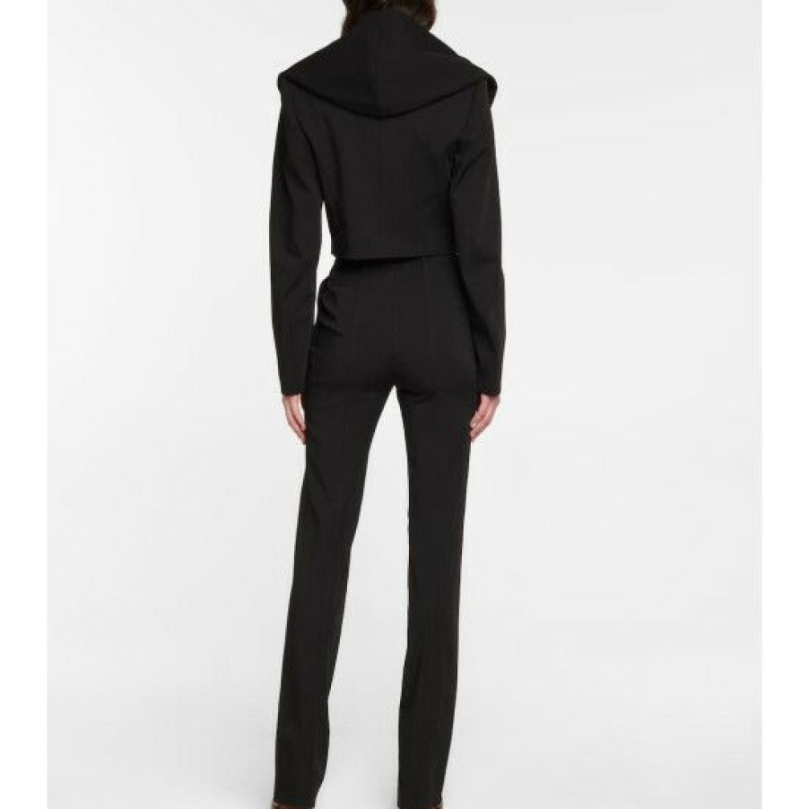 * Alaia Hooded Cropped Twill Blazer