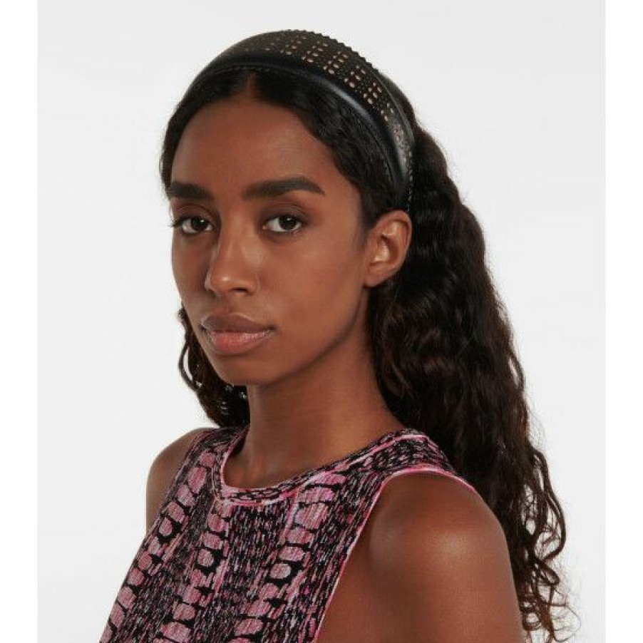 * Alaia Vienne Laser-Cut Leather Headband