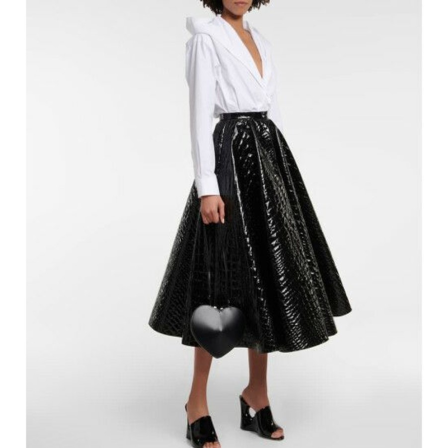 * Alaia Croc-Effect Midi Skirt