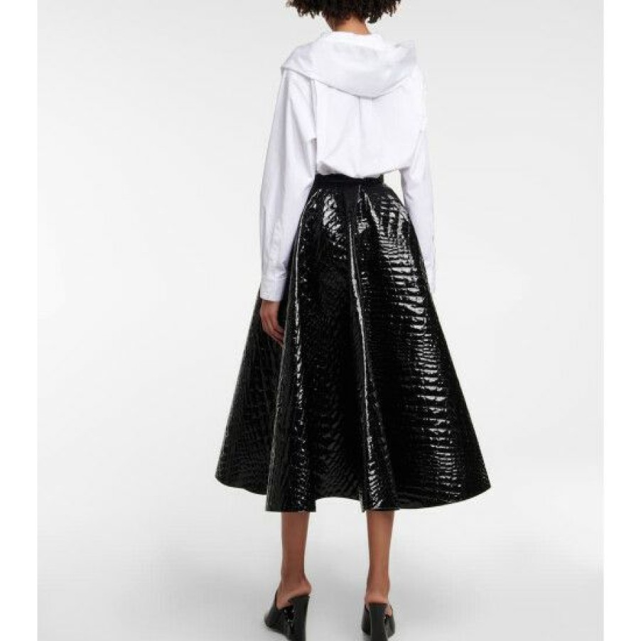 * Alaia Croc-Effect Midi Skirt