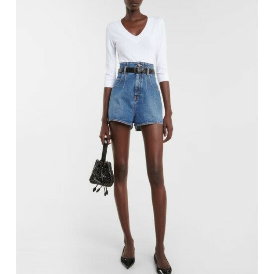 * Alaia High-Rise Denim Shorts