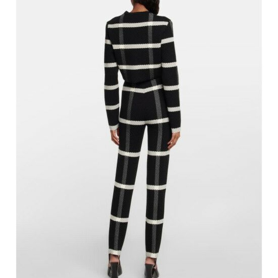 * Alaia Checked Wool-Blend Cardigan