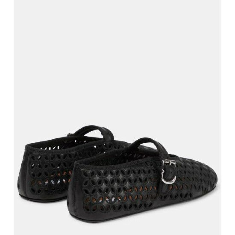 * Alaia Openwork Leather Flats