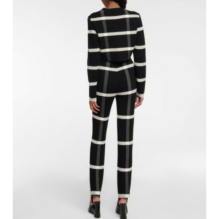 * Alaia Checked Wool-Blend Stirrup Leggings