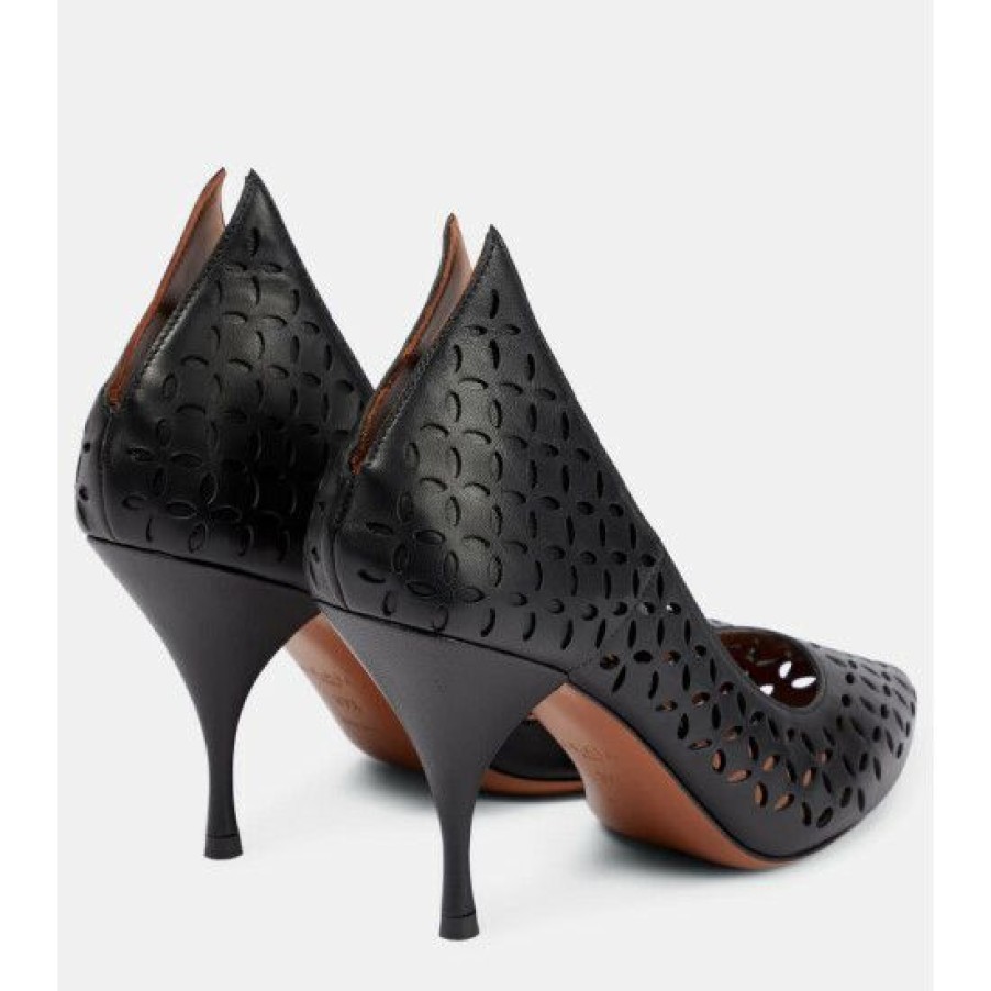 * Alaia Laser-Cut Leather Pumps