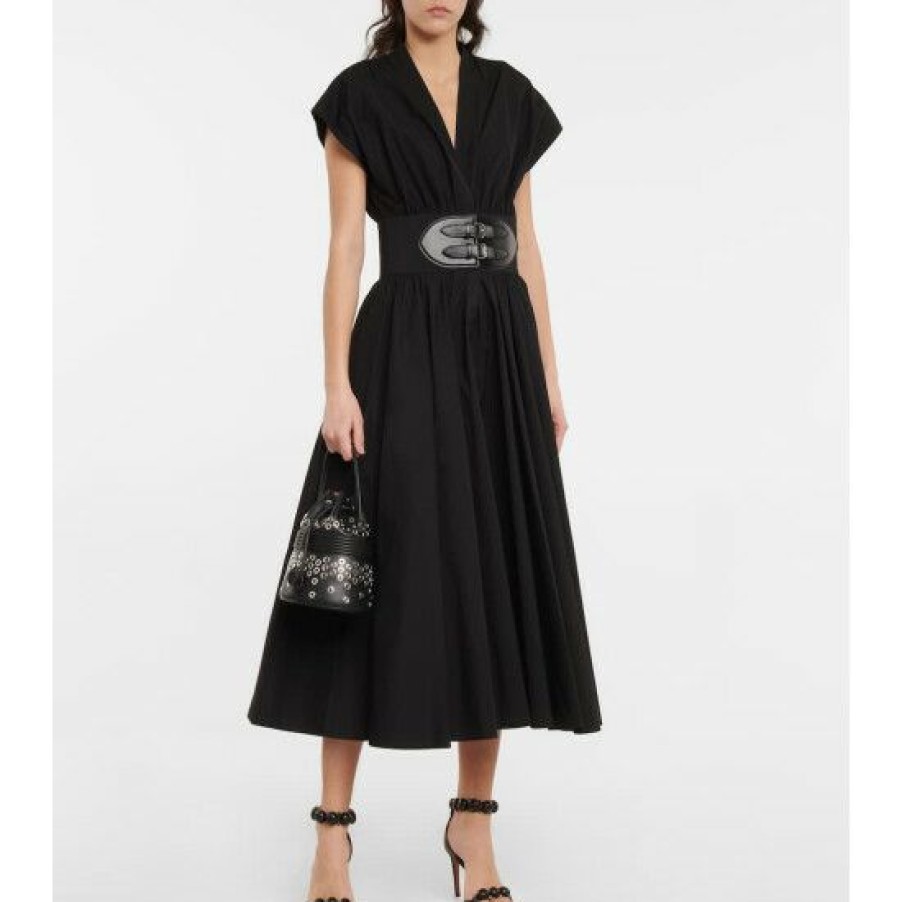 * Alaia Belted Cotton Poplin Midi Dress