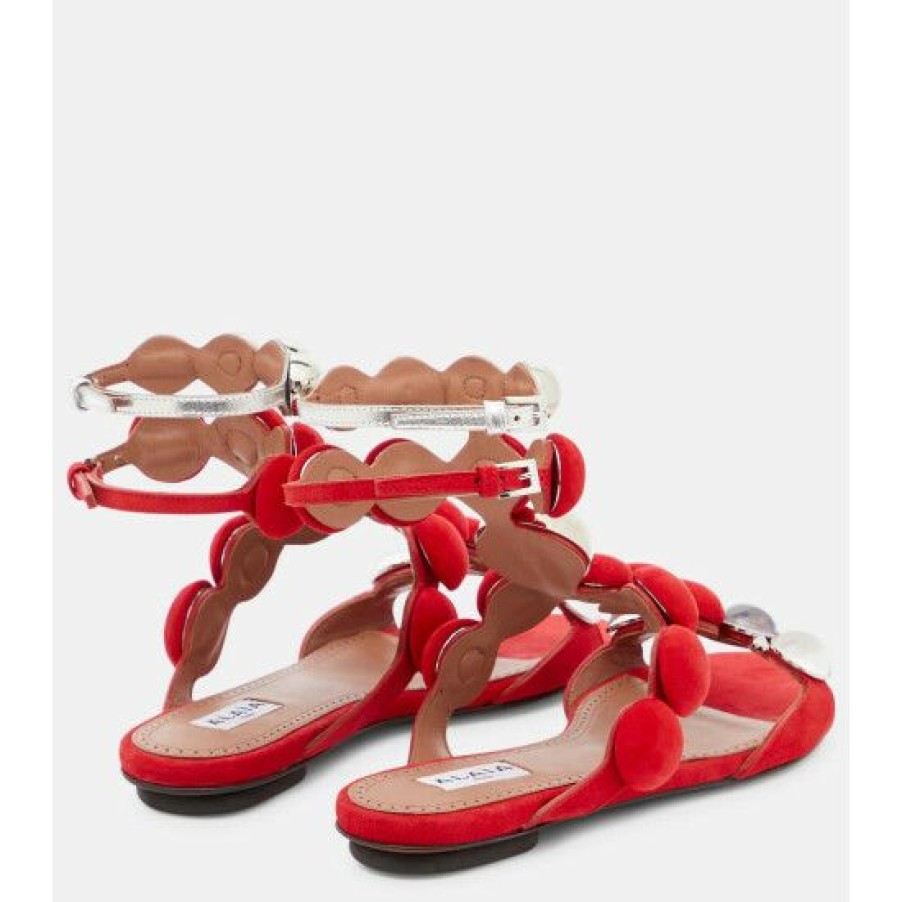 * Alaia Bombe Bijou Suede Sandals