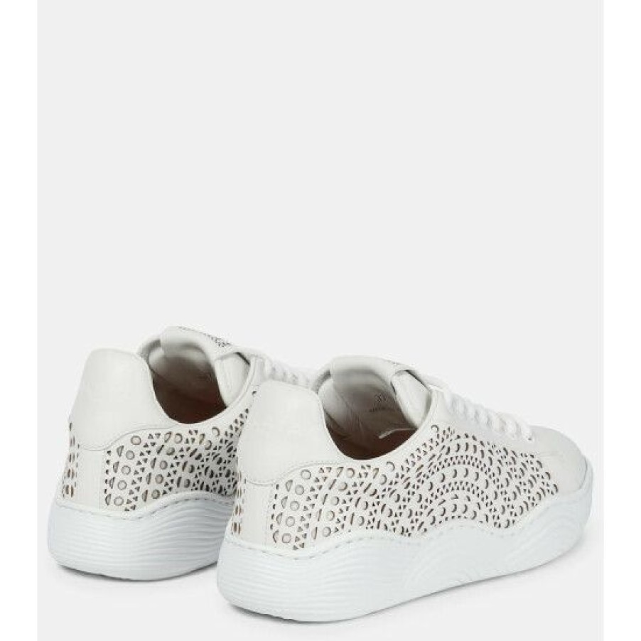 * Alaia Lazer-Cut Leather Sneakers