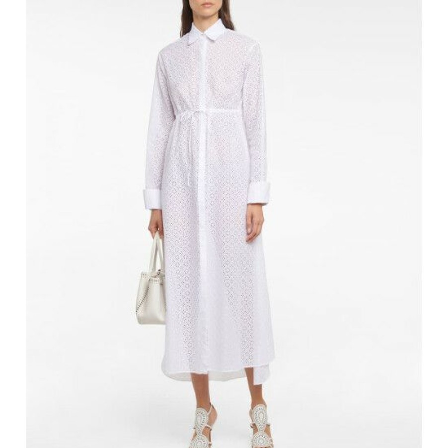 * Alaia Broderie Anglaise Cotton Midi Dress