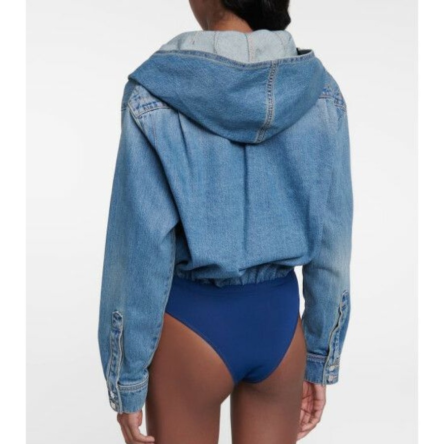 * Alaia Hooded Denim Bodysuit