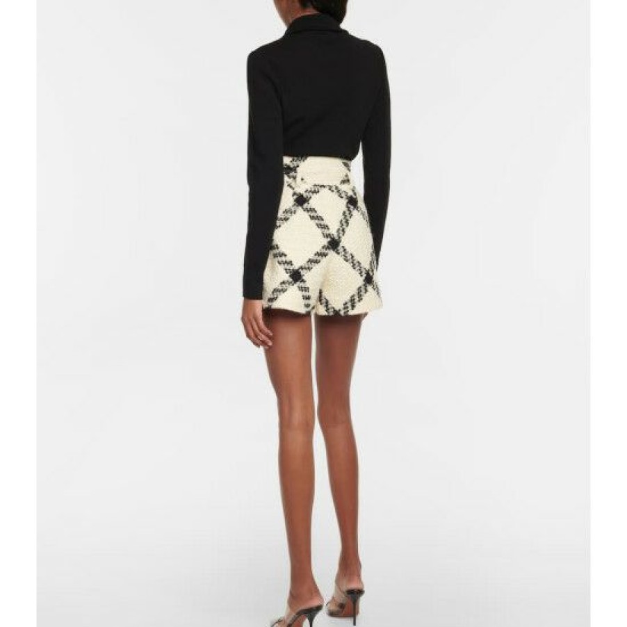 * Alaia Checked Wool And Cotton Shorts