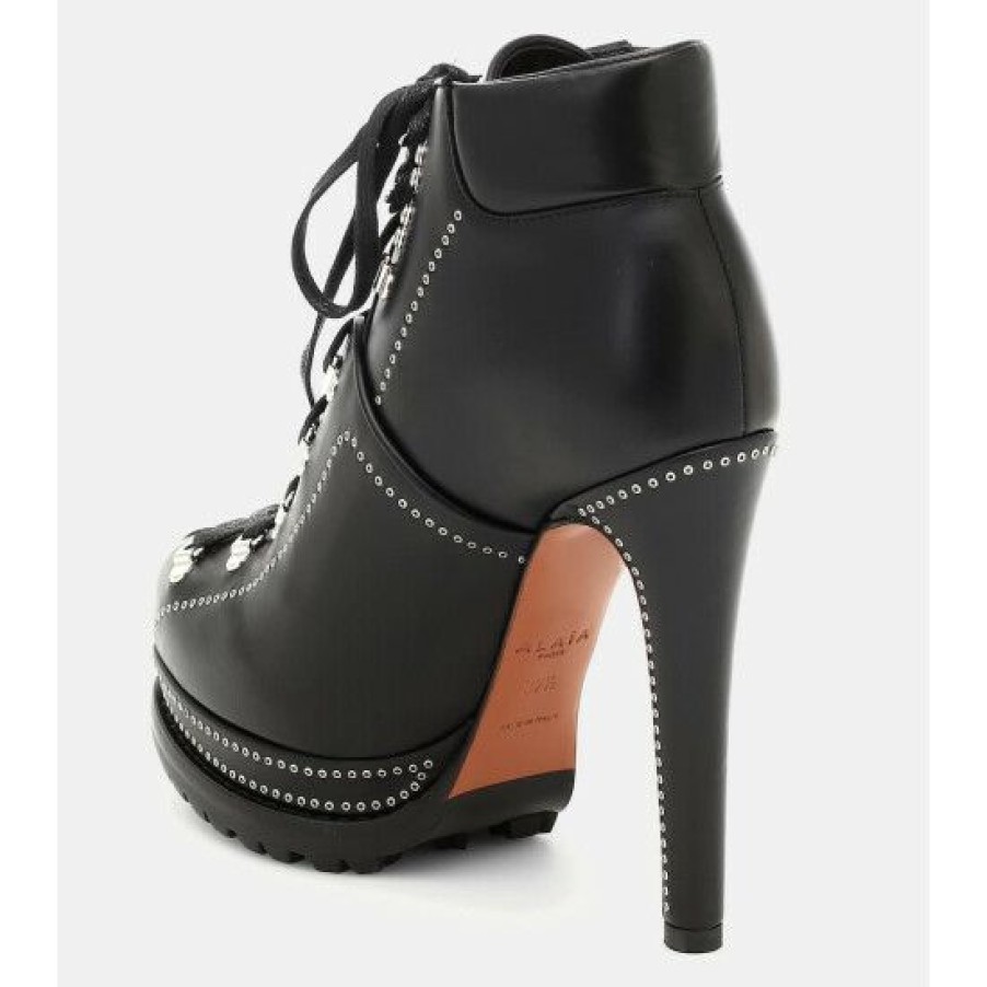 * Alaia Embellished Leather Platform Ankle Boots