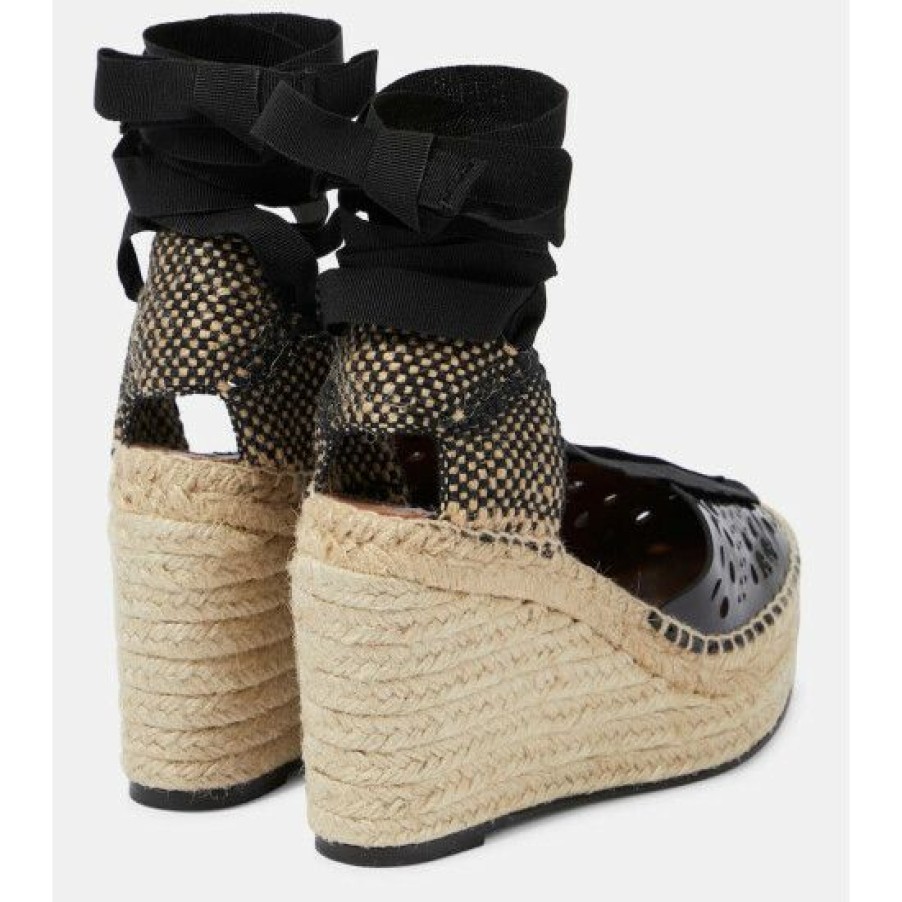 * Alaia Laser-Cut Espadrille Wedges