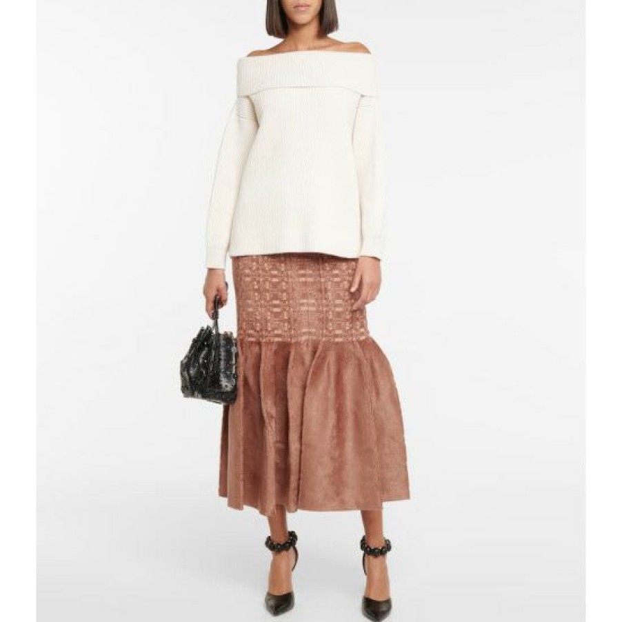 * Alaia Off-Shoulder Wool And Cashmere Sweater