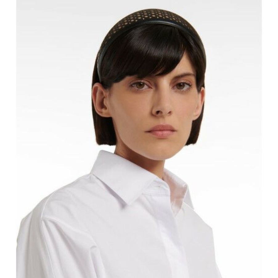 * Alaia Vienne Laser-Cut Leather Headband