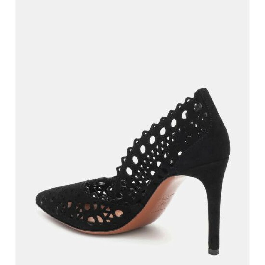 * Alaia Laser-Cut Suede Pumps