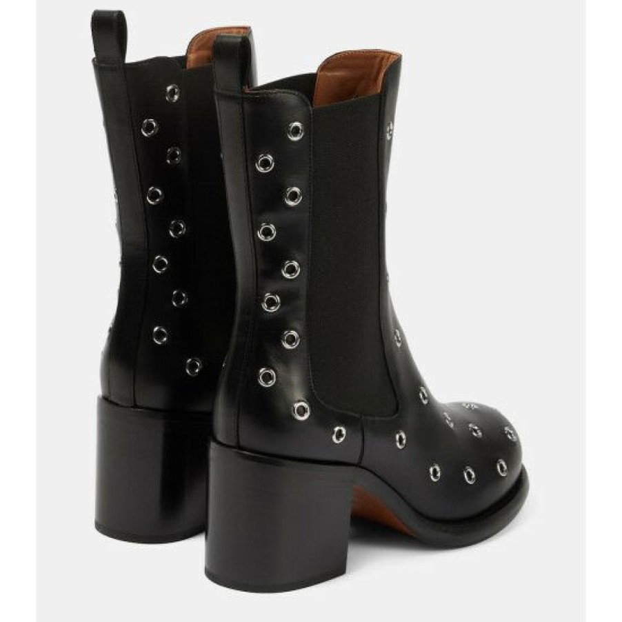 * Alaia Eyelet-Embellished Leather Boots