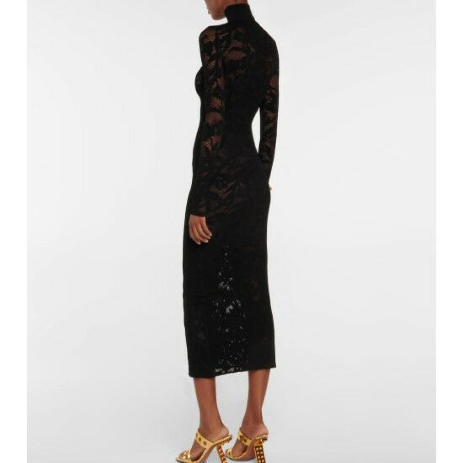 * Alaia Mockneck Lace Maxi Dress