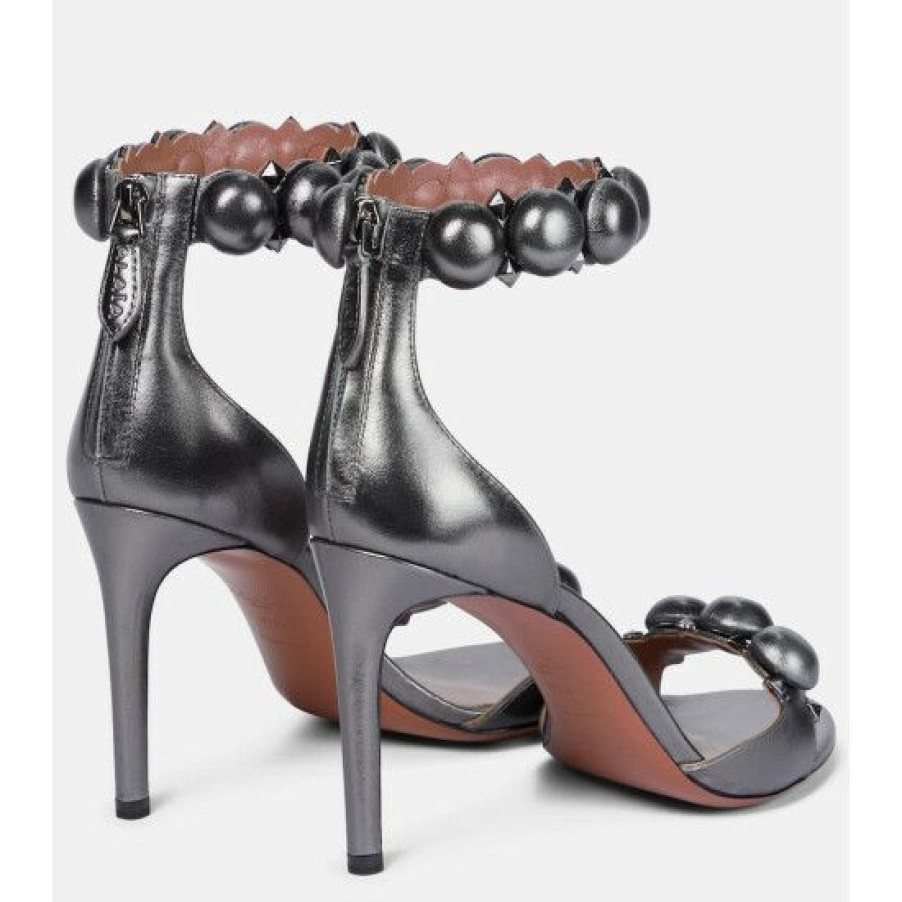 * Alaia La Bombe 90 Metallic Leather Sandals