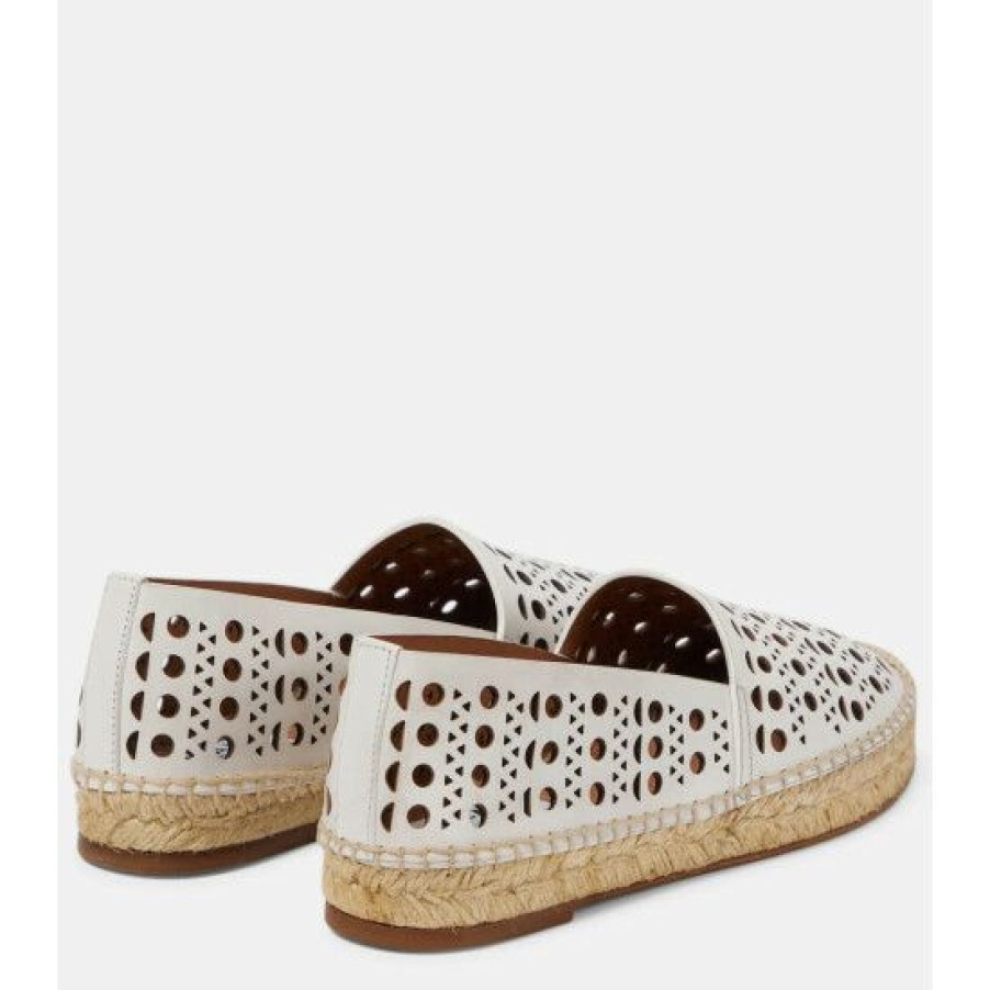 * Alaia Laser-Cut Leather Espadrilles