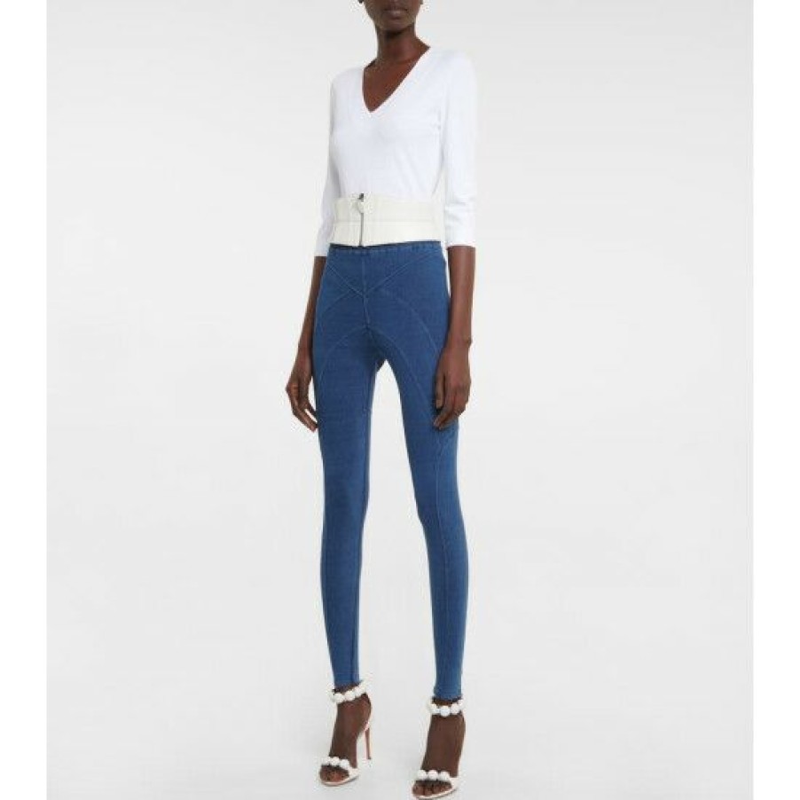 * Alaia High-Rise Denim Leggings