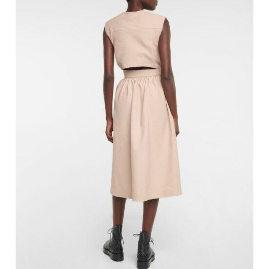 * Alaia Belted Cotton Midi Dress