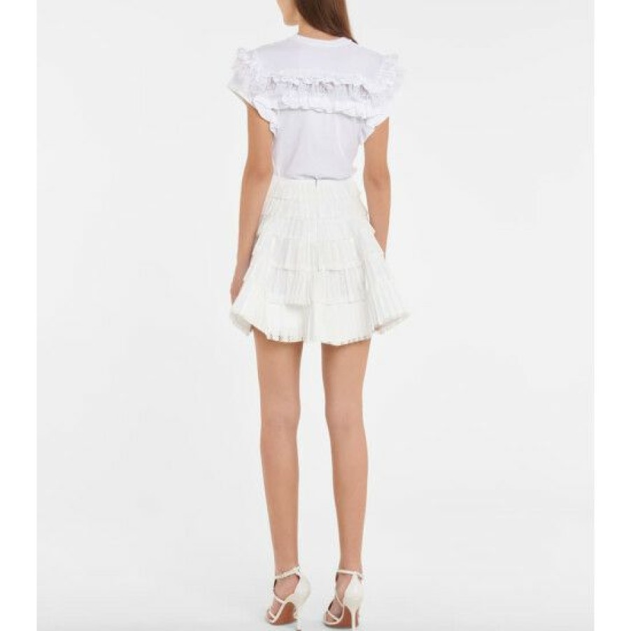 * Alaia Pleated Lace Miniskirt