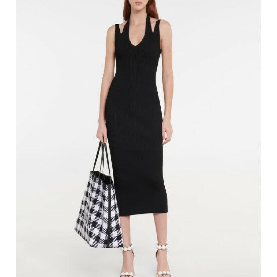 * Alaia Halterneck Ribbed Midi Dress