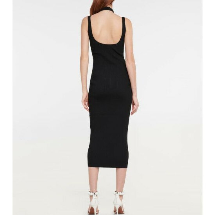 * Alaia Halterneck Ribbed Midi Dress