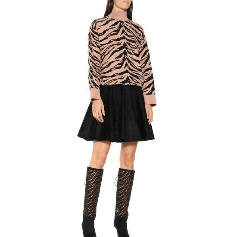 * Alaia Zebra Jacquard Turtleneck Sweater