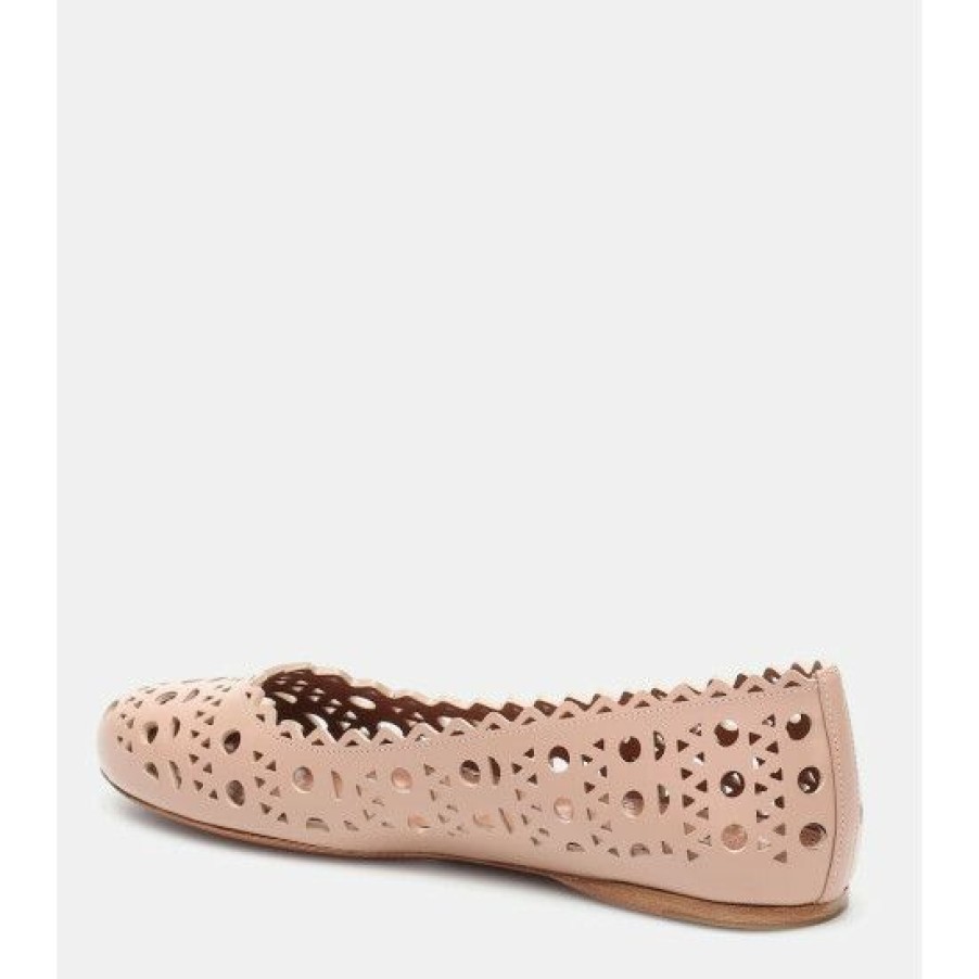 * Alaia Laser-Cut Leather Ballet Flats