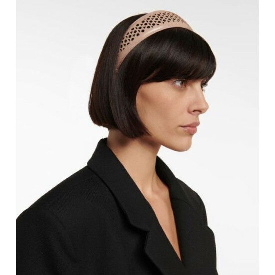 * Alaia Vienne Laser-Cut Leather Headband