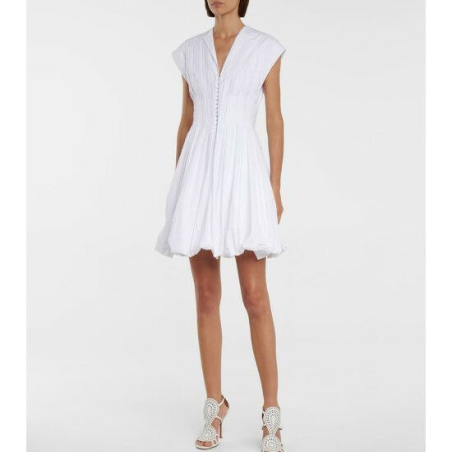 * Alaia Cotton-Blend Pleated Minidress