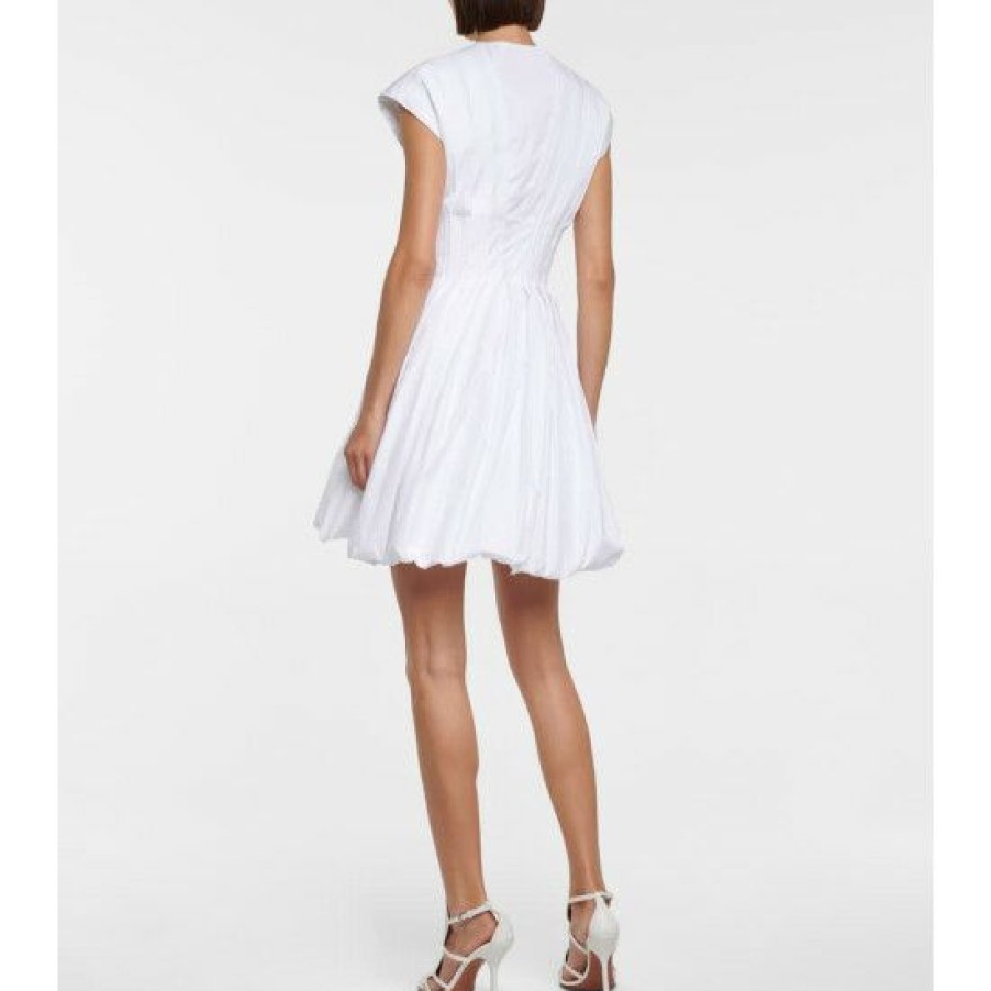 * Alaia Cotton-Blend Pleated Minidress