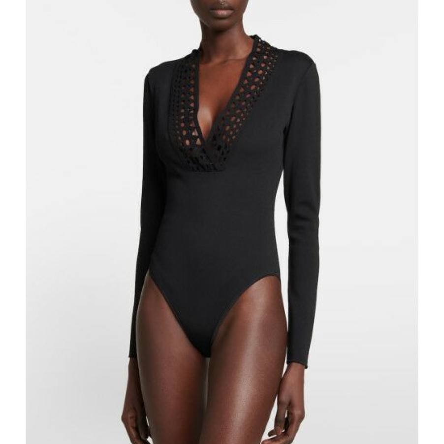 * Alaia Cutout V-Neck Bodysuit